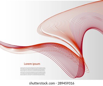 Abstract red waves on gray background