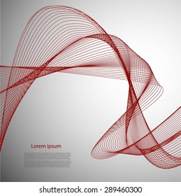 Abstract red waves on gray background