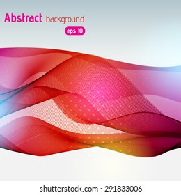 Abstract red waves on light background