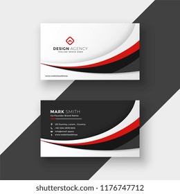 abstract red wavy business card design