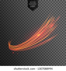 Abstract red wavy line of light with a transparent background, isolated and easy to edit- Vector designs