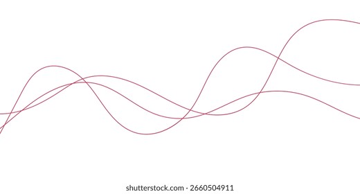 Abstract red wavy lines vector illustration