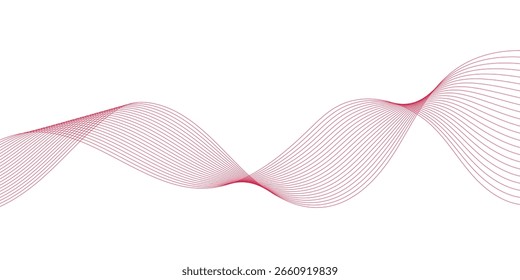 Abstract red wavy lines vector illustration