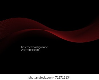Abstract red wavy on black background with colorful smooth curves wave lines for technology background or modern background