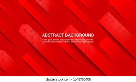 Abstract red web background with halftone effects and slanting rounded shapes. Vector illustration