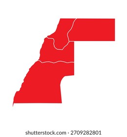 Abstractas Rojo Sahara Occidental Mapa con Ciudades
