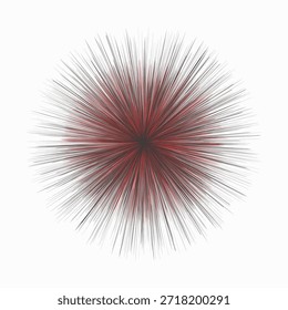 Um design de fundo vermelho e branco abstrato com círculos brilhantes e uma explosão de energia luminosa com uma textura vetorial de raios de movimento e um padrão de explosão de estrela para uma arte de papel de parede brilhante....