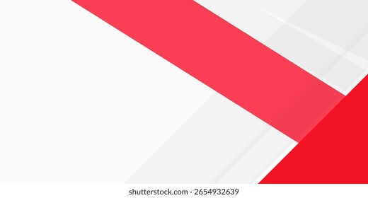 Abstract red and white background with geometric shape overlap layers. Modern banner template design with copy space for text. Suit for banner, cover, poster, web, corporate, brochure, card, flyer
