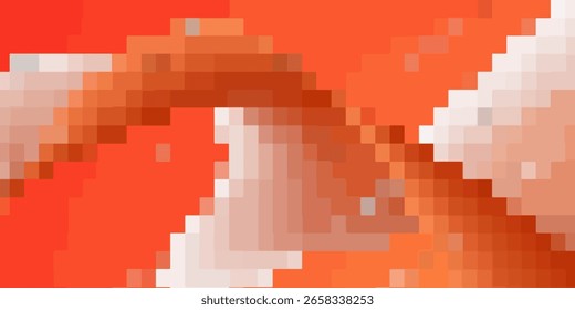 Fundo vermelho-branco abstrato com malha de quadrados ou células. Estilo mosaico.