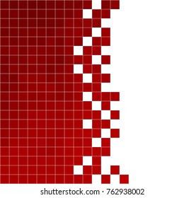 Abstract Red White background with mesh of squares or cells. Mosaic style.