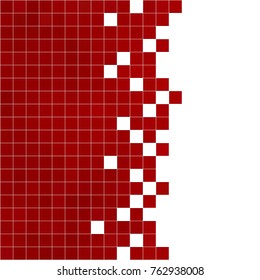 Abstract Red White background with mesh of squares or cells. Mosaic style.