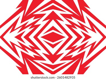 Abstract red and white background with spikes and zigzag narrow line pattern work