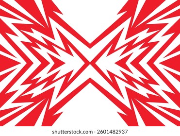 Abstract red and white background with spikes and zigzag narrow line pattern work