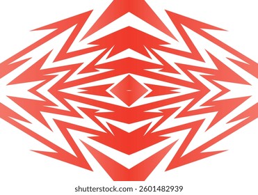 Abstract red and white background with spikes and zigzag narrow line pattern work