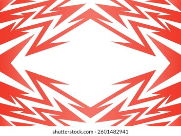 Abstract red and white background with spikes and zigzag narrow line pattern work