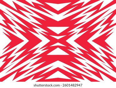 Abstract red and white background with spikes and zigzag narrow line pattern work