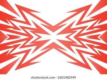 Abstract red and white background with spikes and zigzag narrow line pattern work