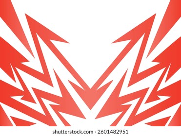 Abstract red and white background with spikes and zigzag narrow line pattern work