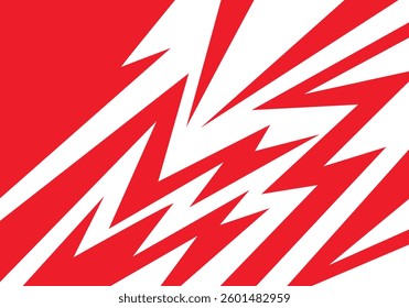 Abstract red and white background with spikes and zigzag narrow line pattern work