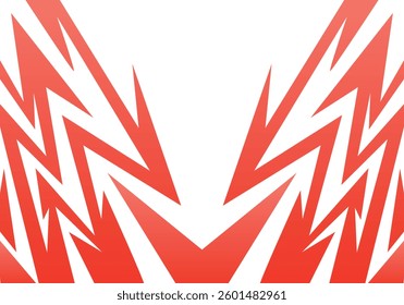 Abstract red and white background with spikes and zigzag narrow line pattern work