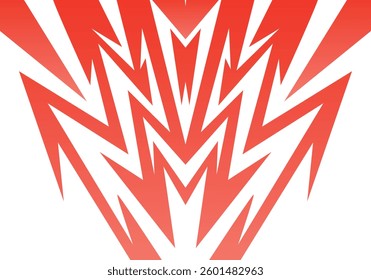 Abstract red and white background with spikes and zigzag narrow line pattern work