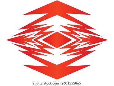 Abstract red and white background with spikes and zigzag line pattern work