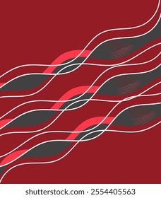 an abstract red and white background with wavy lines in the shape of waves design.