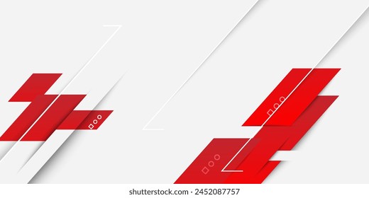 Abstract red and white banner design vector, dynamic sporty horizontal background template for media promotion or web banner