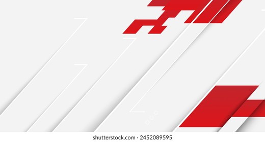 Abstract red and white banner design vector, dynamic sporty horizontal background template for media promotion or web banner