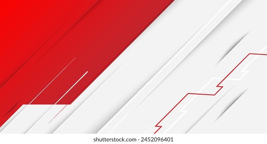 Abstract red and white banner design vector, dynamic sporty horizontal background template for media promotion or web banner