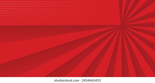 Vector de diseño de Anuncio rojo y blanco Abstractas, Plantilla de fondo Horizontal deportiva dinámica para promoción de medios o Ilustración vectorial de Anuncio de Web.