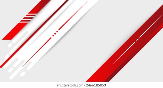 Abstract red and white banner design vector, dynamic sporty horizontal background template for media promotion or web banner