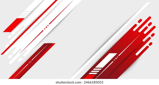 Abstract red and white banner design vector, dynamic sporty horizontal background template for media promotion or web banner