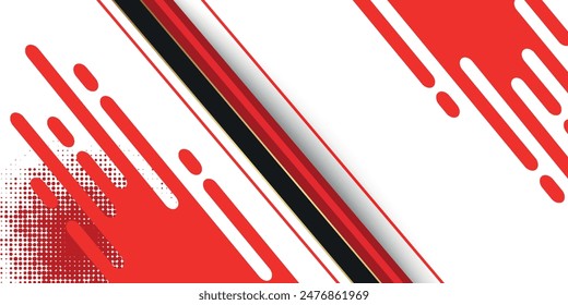 Vector de diseño de Anuncio rojo y blanco Abstractas, Plantilla de fondo Horizontal deportivo dinámico para promoción de medios o Anuncio de Web. 