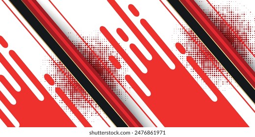 Abstract red and white banner design vector, dynamic sporty horizontal background template for media promotion or web banner. 