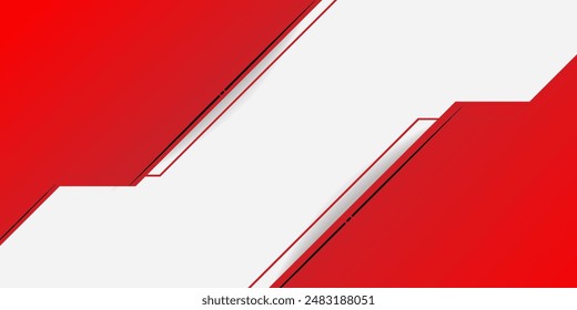 Abstract red and white banner design vector, dynamic sporty horizontal background template for media promotion or web banner