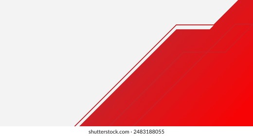 Abstract red and white banner design vector, dynamic sporty horizontal background template for media promotion or web banner