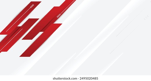 Abstract red and white banner design vector, dynamic sporty horizontal background template for media promotion or web banner