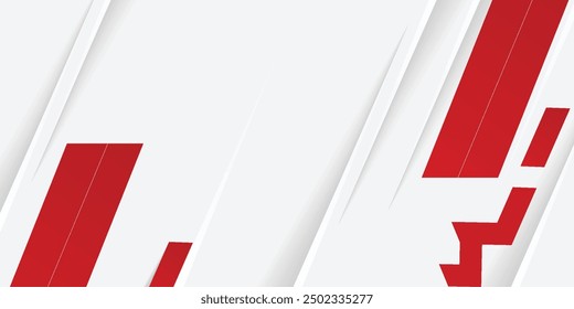 Abstract red and white banner design vector, dynamic sporty horizontal background template for media promotion or web banner