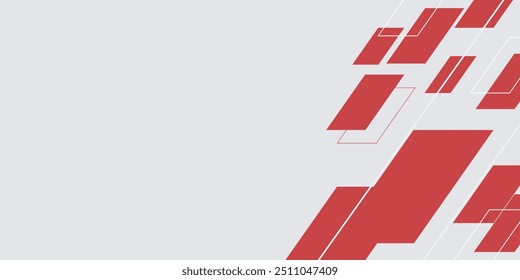 Abstract red and white banner design vector, dynamic sporty horizontal background template for media promotion or web banner