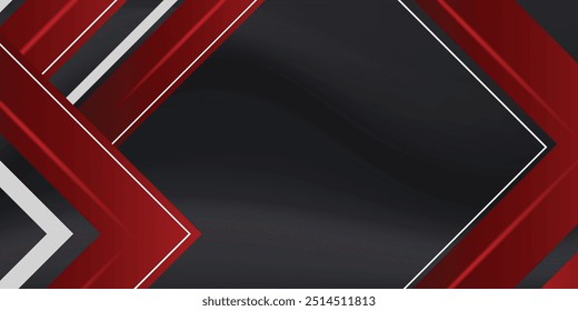 Abstract red and white banner design vector, dynamic sporty horizontal background template for media promotion or web banner
