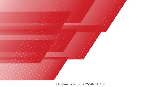 Abstract red and white banner design vector, dynamic sporty horizontal background template for media promotion or web banner