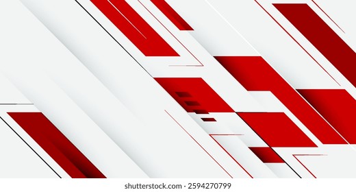 Abstract red and white banner design vector, dynamic sporty horizontal background template for media promotion or web banner