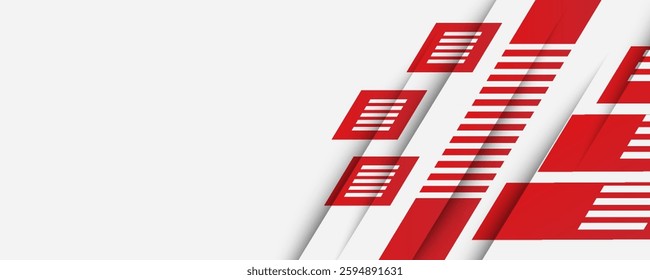 Abstract red and white banner design vector, dynamic sporty horizontal background template for media promotion or web banner