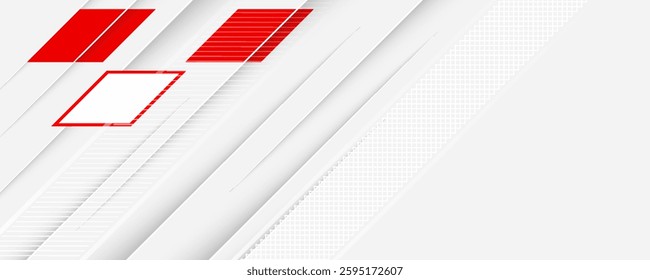 Abstract red and white banner design vector, dynamic sporty horizontal background template for media promotion or web banner