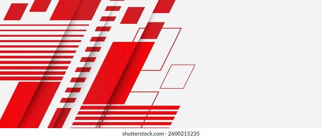 Abstract red and white banner design vector, dynamic sporty horizontal background template for media promotion or web banner