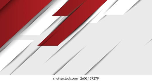 Abstract red and white banner design vector, dynamic sporty horizontal background template for media promotion or web banner