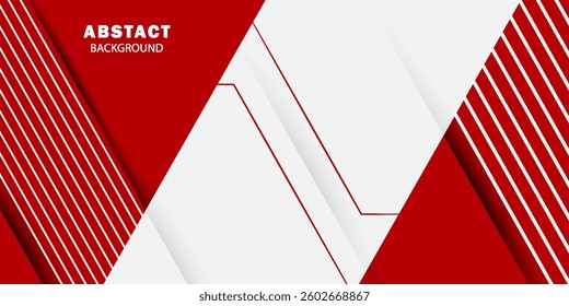 Abstract red and white banner design vector, dynamic sporty horizontal background template for media promotion or web banner