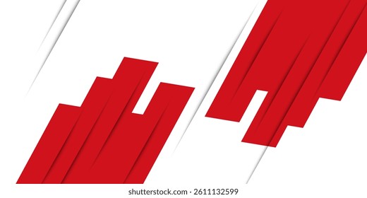 Abstract red and white banner design vector, dynamic sporty horizontal background template for media promotion or web banner	