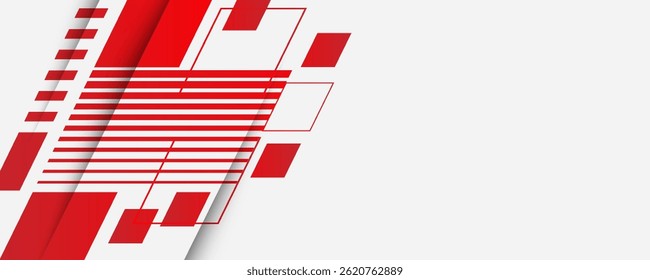 Abstract red and white banner design vector, dynamic sporty horizontal background template for media promotion or web banner